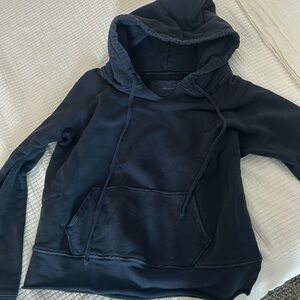 Nili Lotan Janie French-Terry Hoodie in Navy Blue Cotton